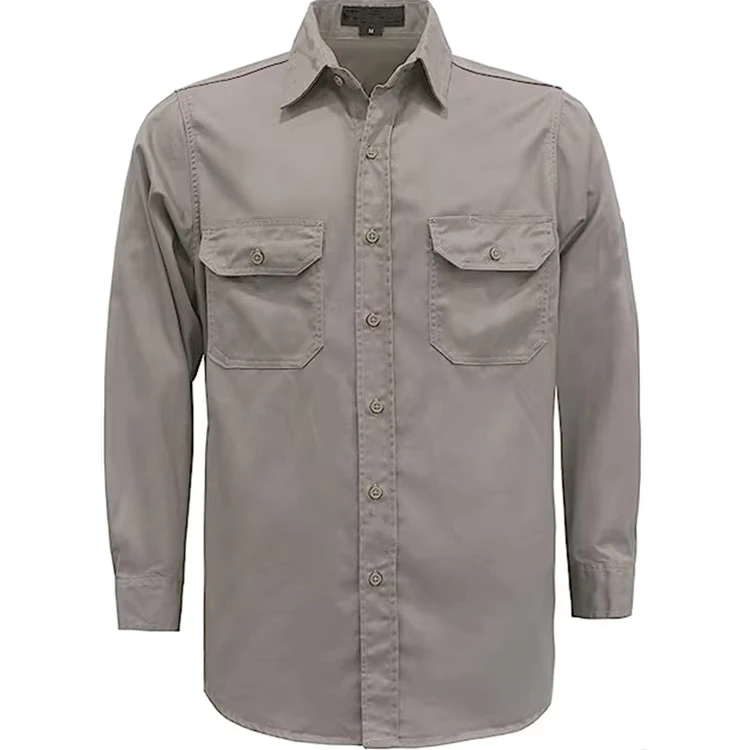 6.5OZ Water Resistant Fire Retardant Electrician Arc Flash Safety FRC Cotton Shirt