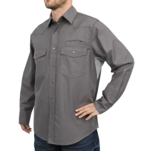 6.5oz 100% Cotton FR Vented Western Loose Fit Work Shirts FRC0939M CAT2 NFPA2112 Summer Breathable Flame Resistant Welder