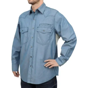 6.5oz 100% Cotton FR Vented Western Loose Fit Work Shirts FRC0939M CAT2 NFPA2112 Summer Breathable Flame Resistant Welder