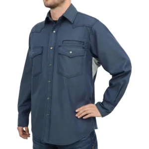 6.5oz 100% Cotton FR Vented Western Loose Fit Work Shirts FRC0939M CAT2 NFPA2112 Summer Breathable Flame Resistant Welder