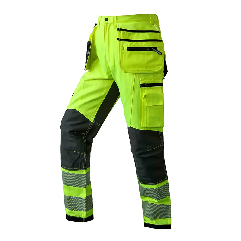 65% Polyester 35% Cotton Protection Hi Vis Reflective Multi Pockets Security Cargo Trousers Construction Custom Work Safety Pant