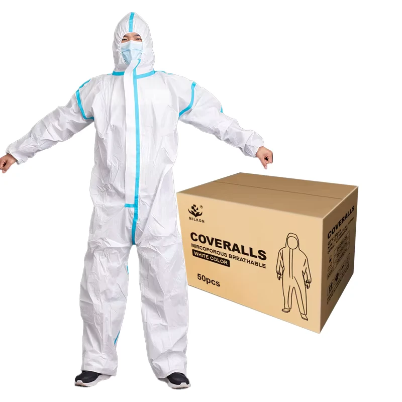 65gsm Microporous Anti-virus Seam Taped Disposable Coverall Suit Protective Hazmat Overall