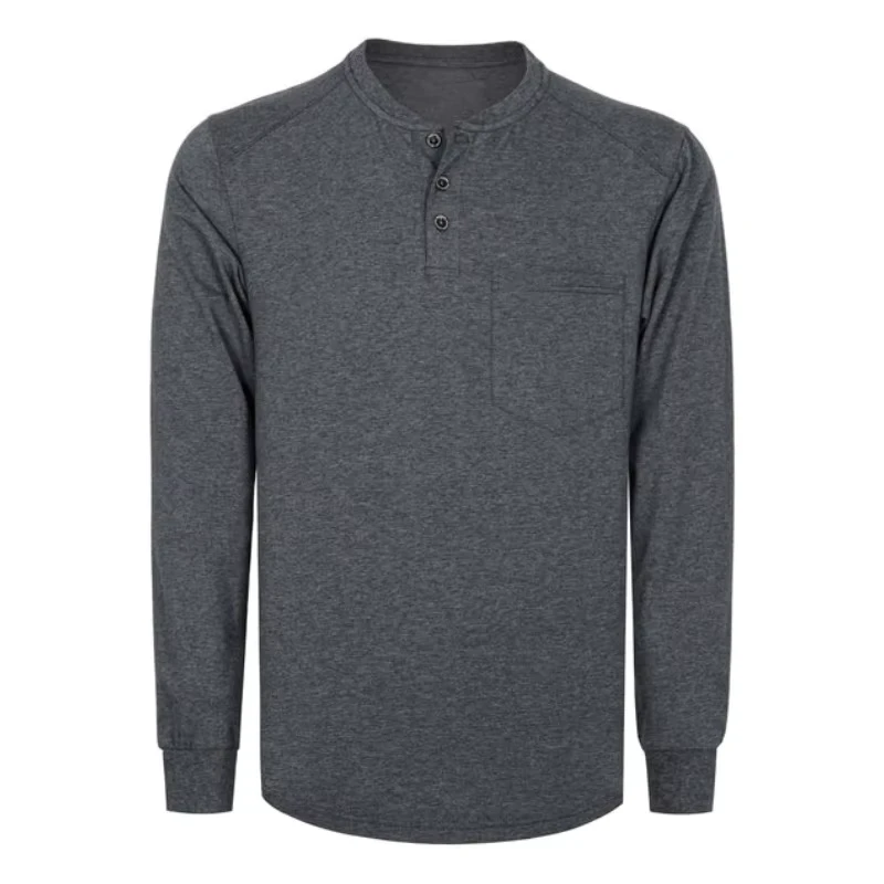 6OZ Flame Retardant Solid Color Welding Smelting Electrician CAT2 Fire Proof Henley Shirts