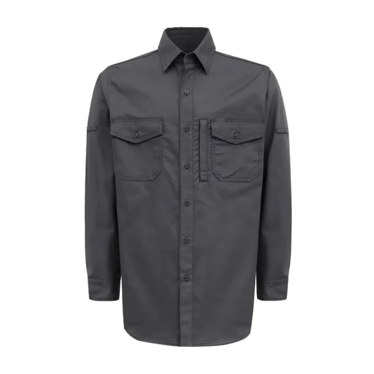 6OZ-Solid-Color-Ripstop-FR-Fire-Proof-Loose-Fit-Workwear-Shirt-with-Water-Repellent-Finish-Model-FRC6628-Gray