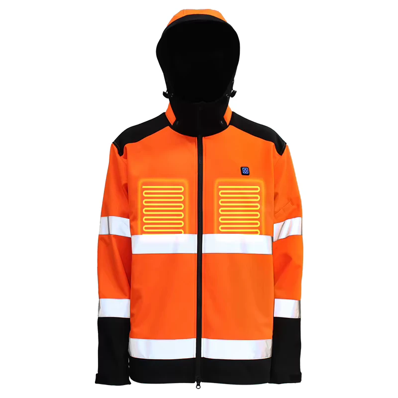 7.4V Heated Work Jacket Windproof Rechargeable Battery Heated Softshell Jacket With Temperature Controller