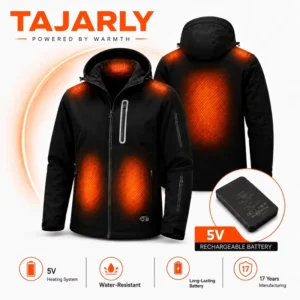 7.4V Professional Heated Jacket with 15000mAh Battery Pack Waterproof Carbon Fiber Heating Coat for Motorcycle & Outdoor Work