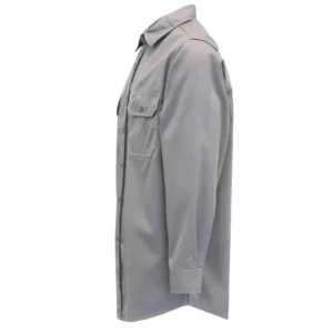 7.5OZ FR Fire Protection Classic Shirt (FRC10801Lighr Gray) Loose Fit Khaki Flame Resistant Solid Color with Buttons