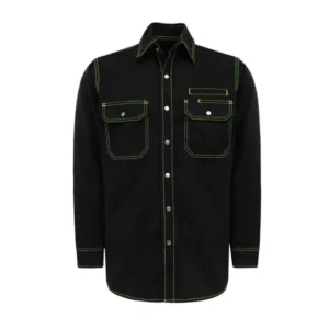 7.5OZ FR Work Shirt (3701) Flame Resistant Solid Color with Metal Buttons Loose Fit Black