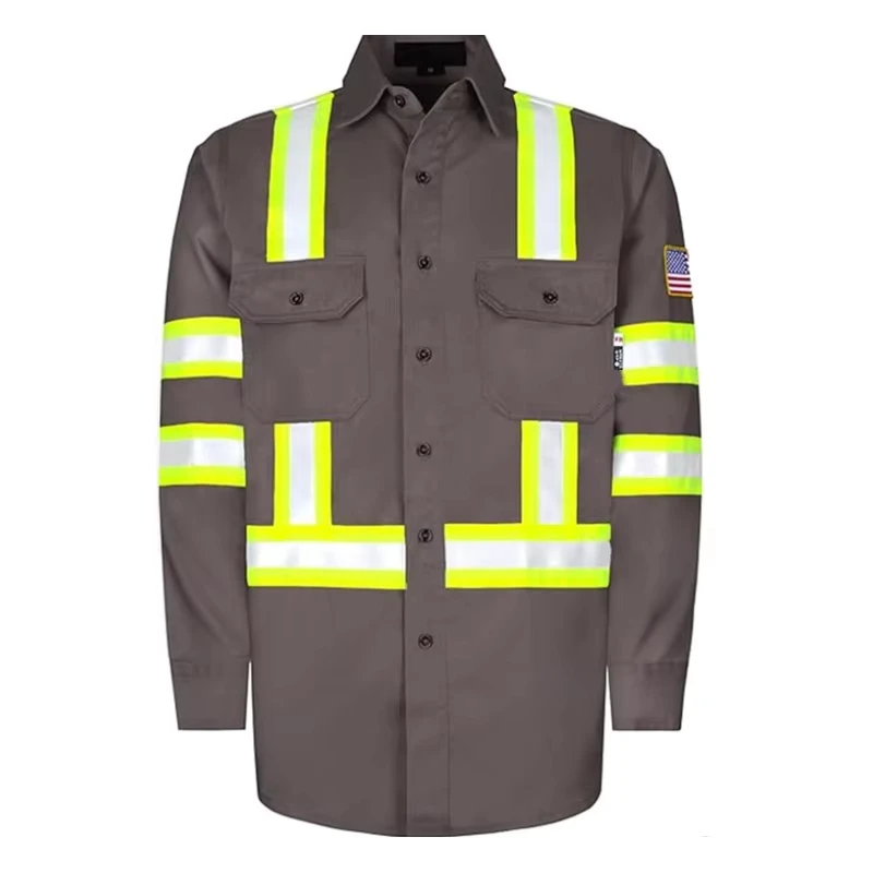 7.5OZ High Vis Type Shirts Reflective Tape Safety Fire Retardant CAT2 High Visibility Shirts