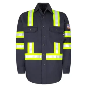 7.5OZ High Vis Type Shirts with Yellow Reflective Tape Fire Retardant High Visibility Shirts