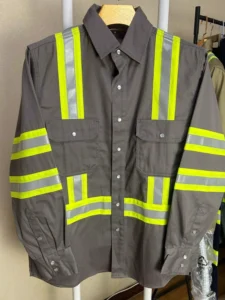 7.5OZ High Visibility FR Fire Protection Work Shirt (FRC0802HV) Gray ANSI/ISEA 107-20 NFPA2112 CAT2 Flame Resistant Loose Fit