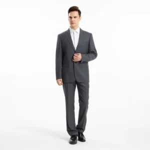 70% Wool Blend Men Suit Set 2 Piece Single Breasted Notched Lapel Slim Fit Business Formal OEM Custom
