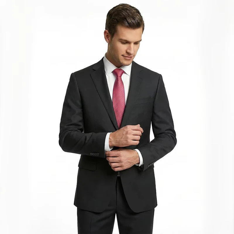 702 70% Wool Men's Business Black Half Canvas Suit 180 Grams Italian Style Single Breasted Suits for Men in Stock