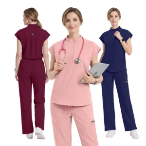 72% Polyester 21% Rayon 7% Spandex 210gsm Breathable Unisex Scrubs Uniform Sets Anti-Wrinkle Medical Uniforms