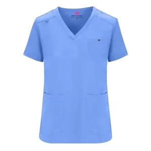 72% Recycled Polyester 23% Viscose 5% Spandex Stretch V Neck Top and Pant Scrub Set Premium Hospital Uniform