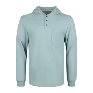 7OZ Cotton with Robbed Cuffs Flame Resistant Fire Protection Hooded Henley T-Shirt FRCB103