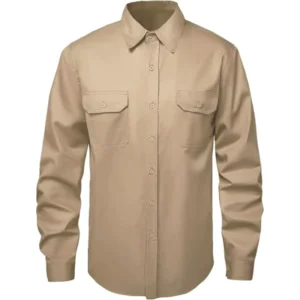 7oz FR Shirts for Men Welding Flame Resistant 100% Cotton Arc Flash Safety Long Sleeve Shirt CAT2