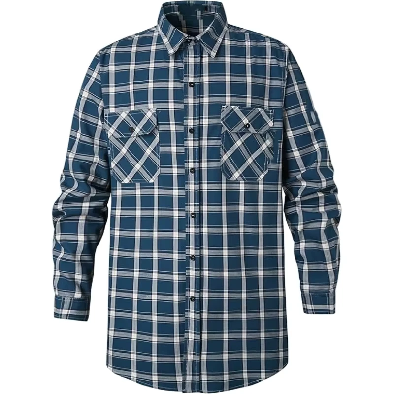 7oz FR Shirts for Men Welding Flame Resistant 100% Cotton Fire Retardant Longsleeve Shirt with Arc Flash Safety CAT2