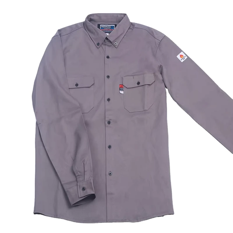 88% Cotton 12% Nylon Men's Work Shirt in Grey Designed for US Market