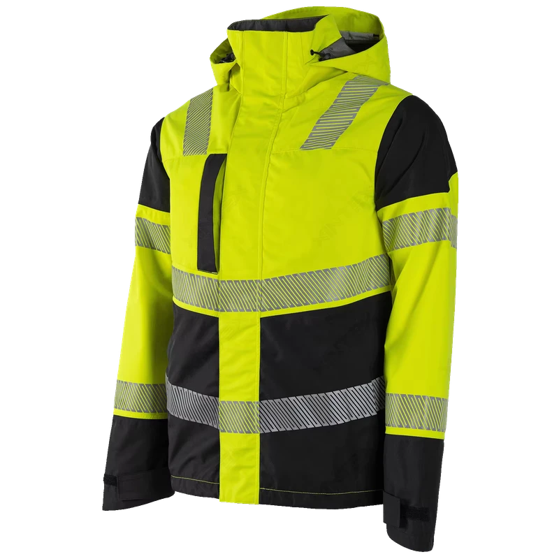 903664 Safety Shell Jacket High Visibility Waterproof Windproof Outdoor Workwear Protective Jacket with Reflective Strips