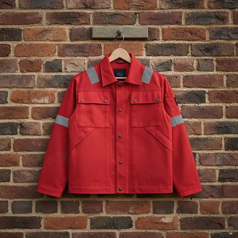 950005 Flame Resistant FR Jacket Durable Welding Protective Workwear with Polyester Sleeves for Industrial Safety PPE