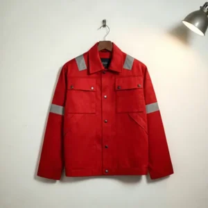 950005 High Performance Flame Resistant FR Jacket Level A Protection Welded Seams Regular Fit Industrial Welder Red