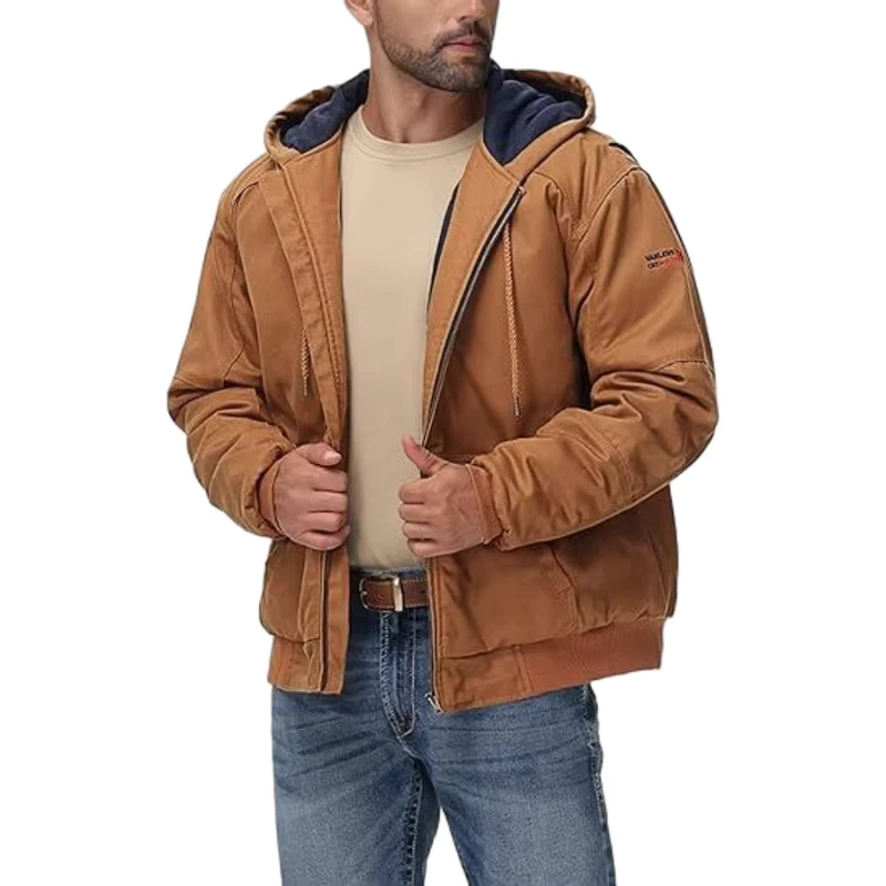 9OZ Men's FR Loose Fit Duck Jacket FRCY6002Brown with Sewn Seams III HRC3 NFPA2112 (ATPV 36.0 Cal cm) Fire Protection