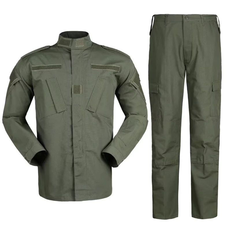 ACU Tactical Training Uniform Suit Camouflage Breathable Ripstop Waterproof Green Woodland Camo Security Guard Uniform