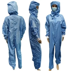 ALLESD Golden Supplier Lint Free 5MM Grid Zipper Cleanroom Suit ESD Jumpsuit ESD Coverall