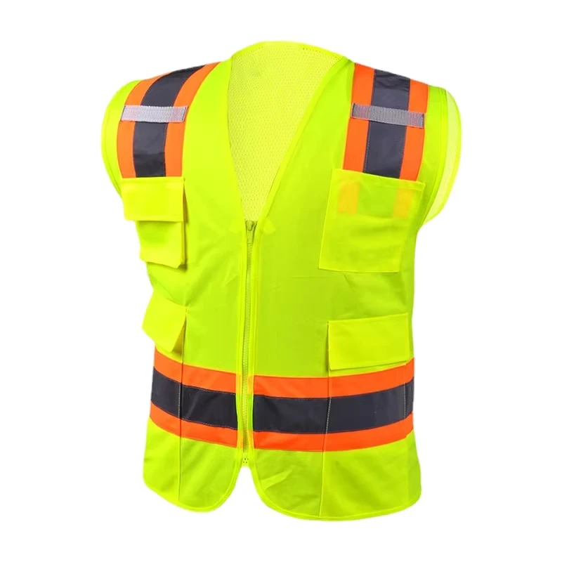 ANSI 107 Class 2 High Visibility Mesh Vest Reflective Clothing Multi Pocket Hi Vis Work Safety Vest
