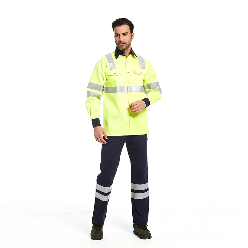 ANSI ANSI Reflective Safety Work Clothing Class 3 Hi Vis Long Sleeve Shirts +Pants with 3M Reflective Tape