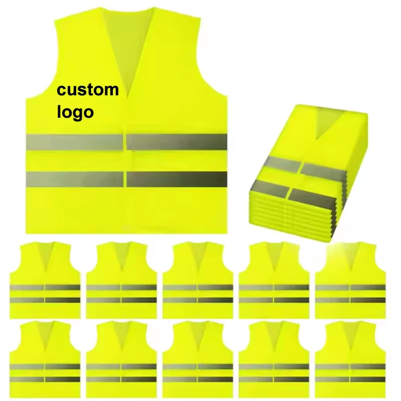 ANSI Class 1 High-Visibility Reflective Safety Vest Breathable Waterproof LED Flash Polyester for Construction