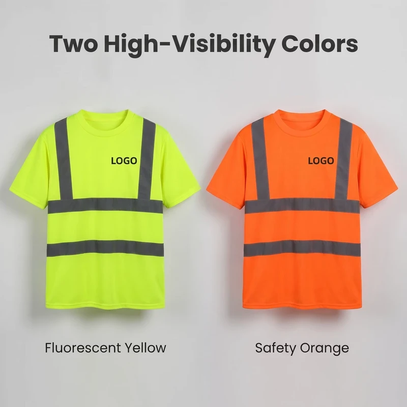 ANSI Class 2 100% Polyester Breathable Short Sleeve Hi Vis Construction Road Work OEM Custom Logo Reflective Safety T Shirt