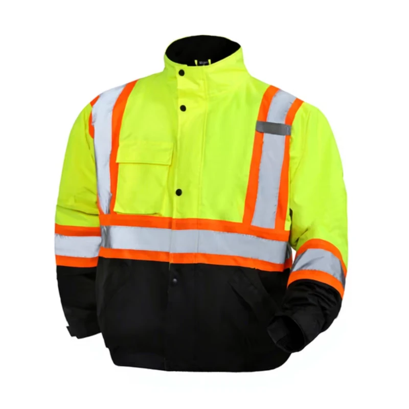 ANSI Class 2 Customized Logo Waterproof Unisex Warm Hoodie Construction Reflective High Visibility Safety Jacket