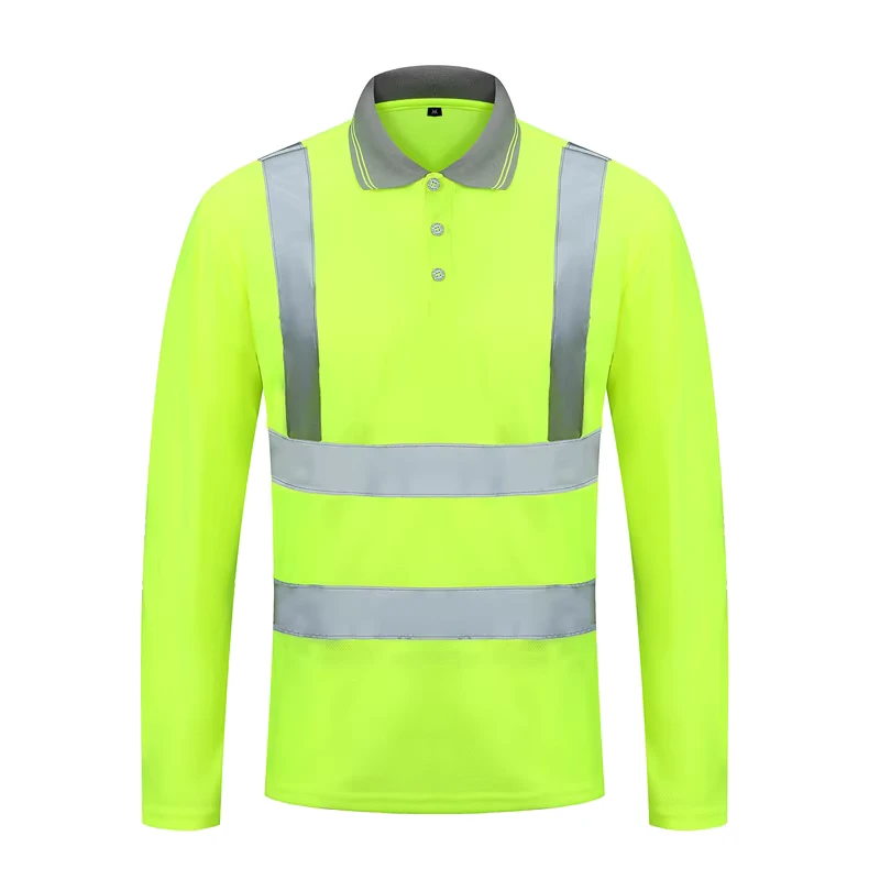ANSI Class 2 EN ISO 20471 Class 1 Hi Vis Women's Long Sleeve Moisture Wicking Polyester Shirts 5CM Reflective Tape Safety