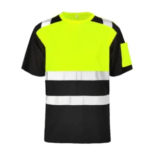 ANSI Class 2 EN ISO 20471 Class 2 High Visibility Safety T Shirt Logo Neck Breathable Summer Short Sleeve Yellow