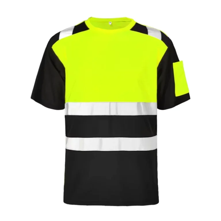ANSI-Class-2-EN-ISO-20471-Class-2-High-Visibility-Safety-T-Shirt-Logo-Neck-Breathable-Summer-Short-Sleeve-Yellow