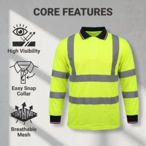 ANSI Class 2 Fluorescent Polyester Mesh Breathable Long Sleeve Road Work Uniform Custom Color Reflective Safety T Shirt