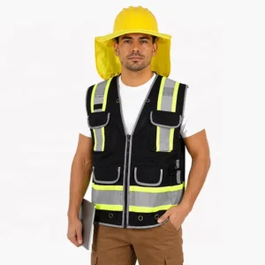 ANSI Class 2 Hi Vis Reflective Multi-Pocket Adjustable Safety Vest for Construction