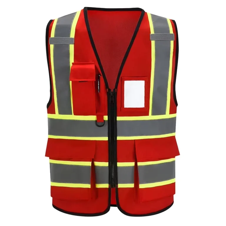 ANSI-Class-2-Hi-Vis-Reflective-Safety-Vest-Multiple-Pockets-Adjustable-Construction