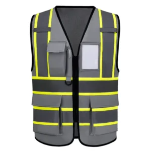 ANSI Class 2 Hi Vis Reflective Safety Vest with Multi-Pockets and Adjustable Fit for Construction