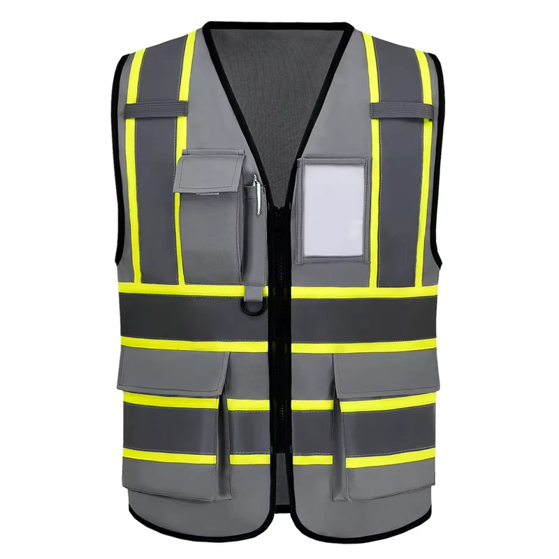 ANSI Class 2 Hi Vis Reflective Safety Vest with Multi-Pockets and Adjustable Fit for Construction