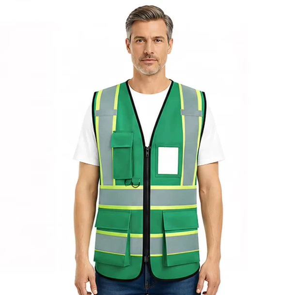 ANSI Class 2 Hi Vis Reflective Security Safety Vest with Multiple Adjustable Pockets