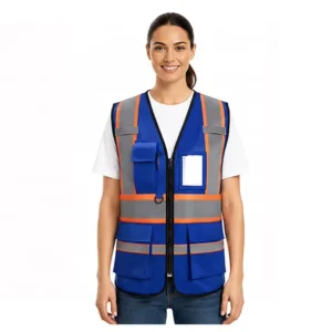 ANSI Class 2 Hi Vis Reflective Volunteer Safety Vest with Multiple Adjustable Pockets