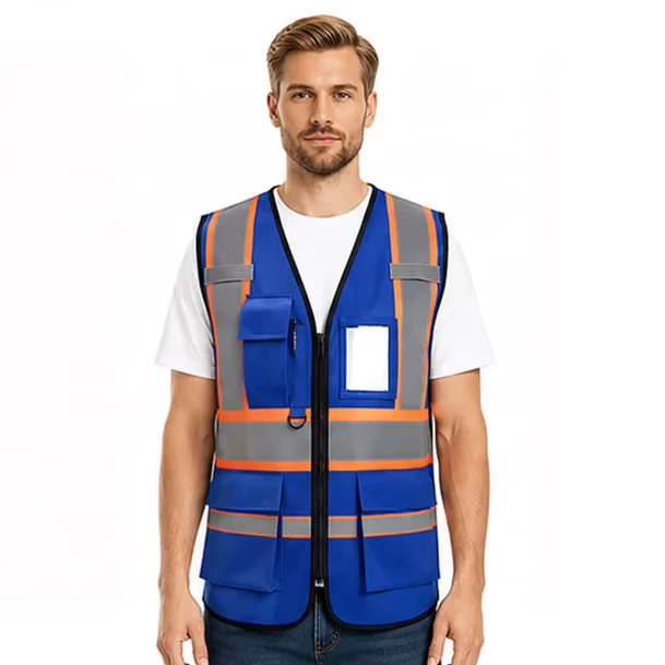 ANSI Class 2 Hi Vis Reflective Volunteer Safety Vest with Multiple Adjustable Pockets
