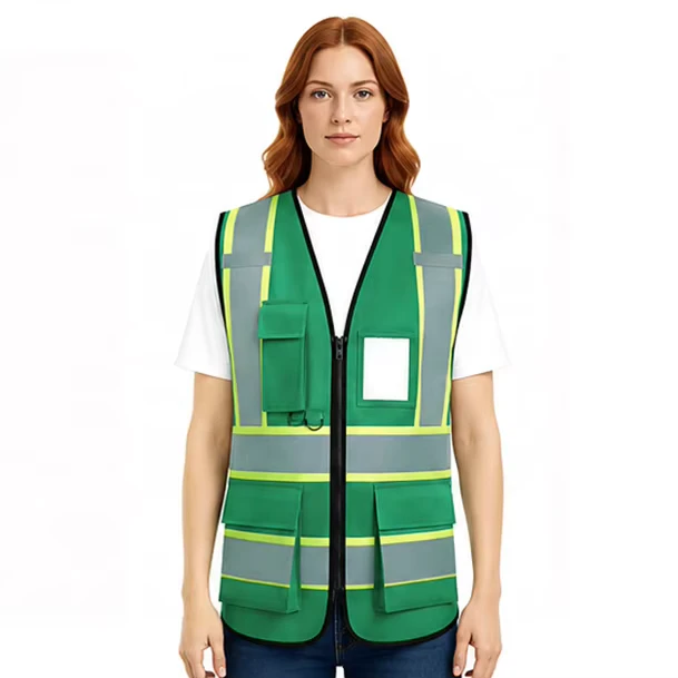 ANSI Class 2 Hi Vis Reflective Volunteer Safety Vest with Multiple Adjustable Pockets