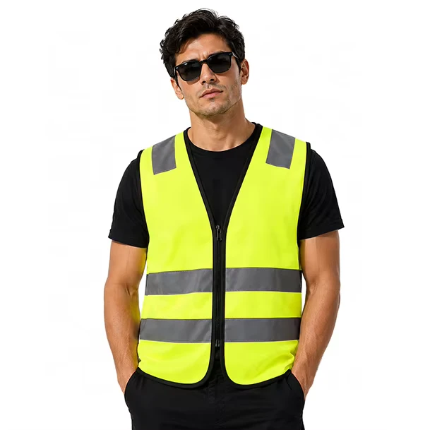 ANSI Class 2 Hi-Vis Vest, 120 GSM, Reflective, Multi-Pocket, Adjustable, Construction