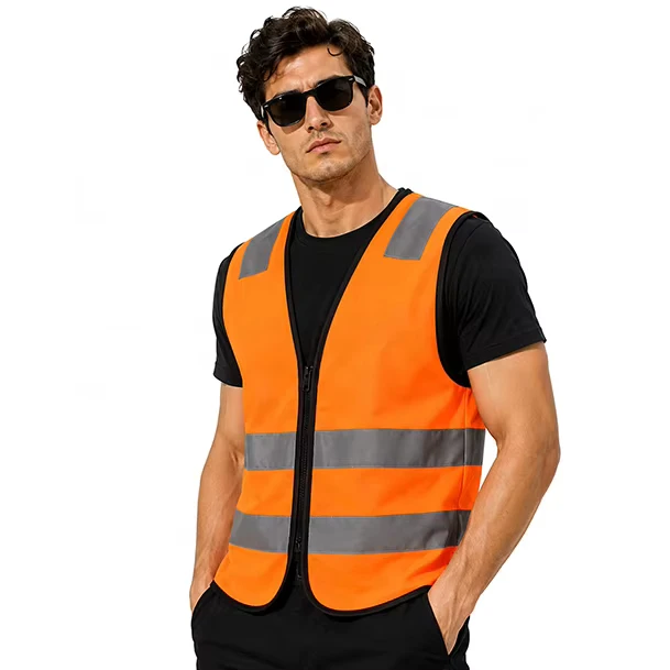 ANSI Class 2 Hi-Vis Vest, 120 GSM, Reflective, Multi-Pocket, Adjustable, Construction