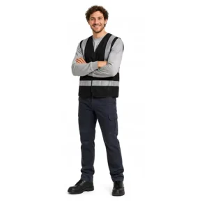 ANSI Class 2 High-Vis Reflective Multi-Pocket Adjustable Security Guard Safety Vest