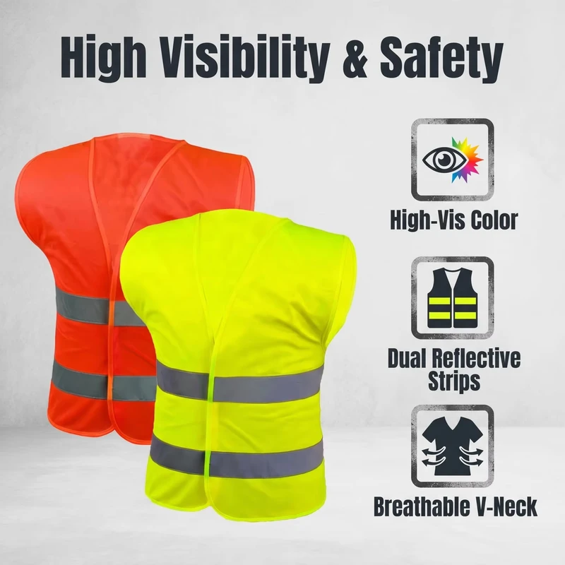 ANSI Class 2 High-Visibility Breathable Mesh Yellow Construction Reflective Safety Vest
